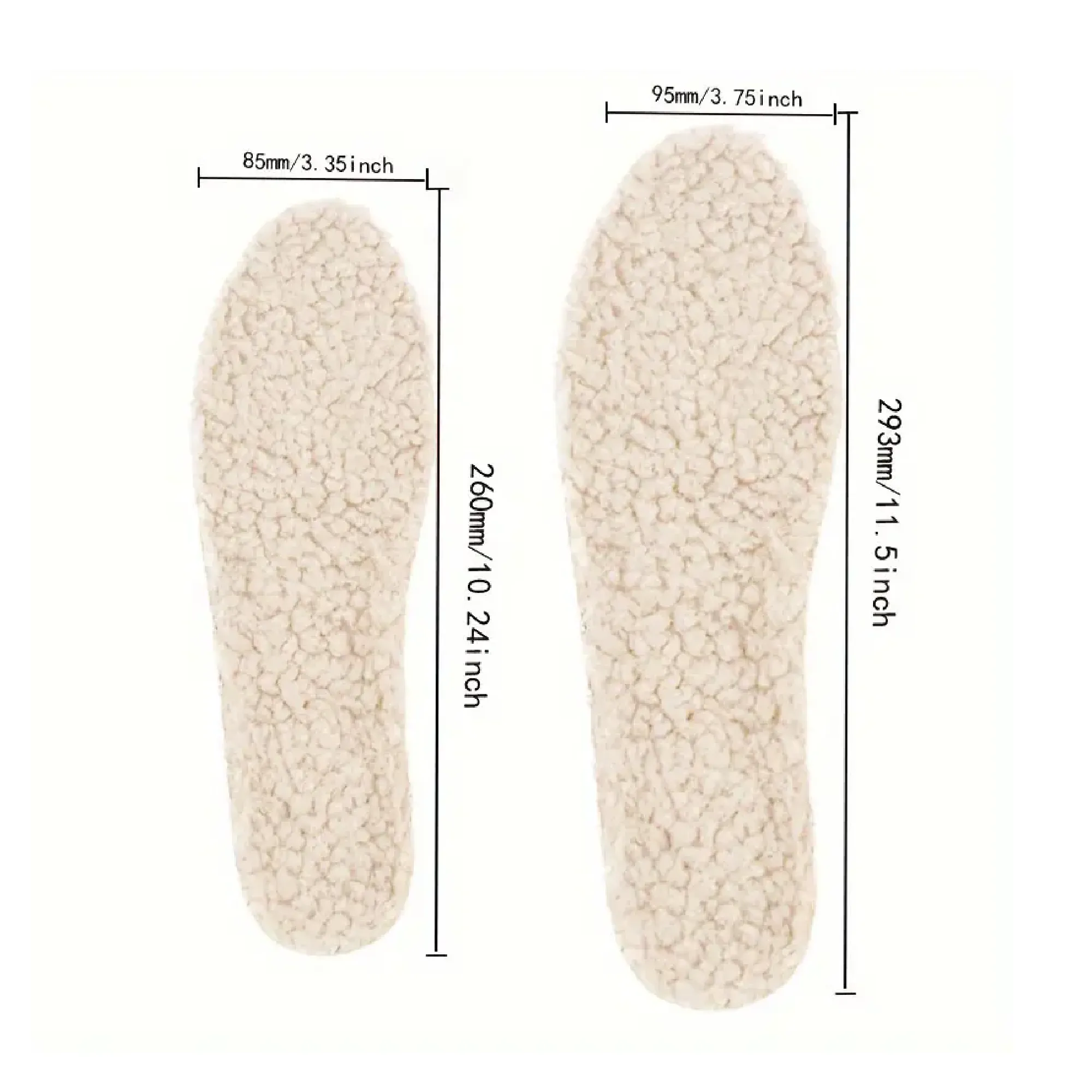 1Pair Lamb Wool Warm Cuttable Insoles, Massage Shock-absorbing Insoles For Women & Men