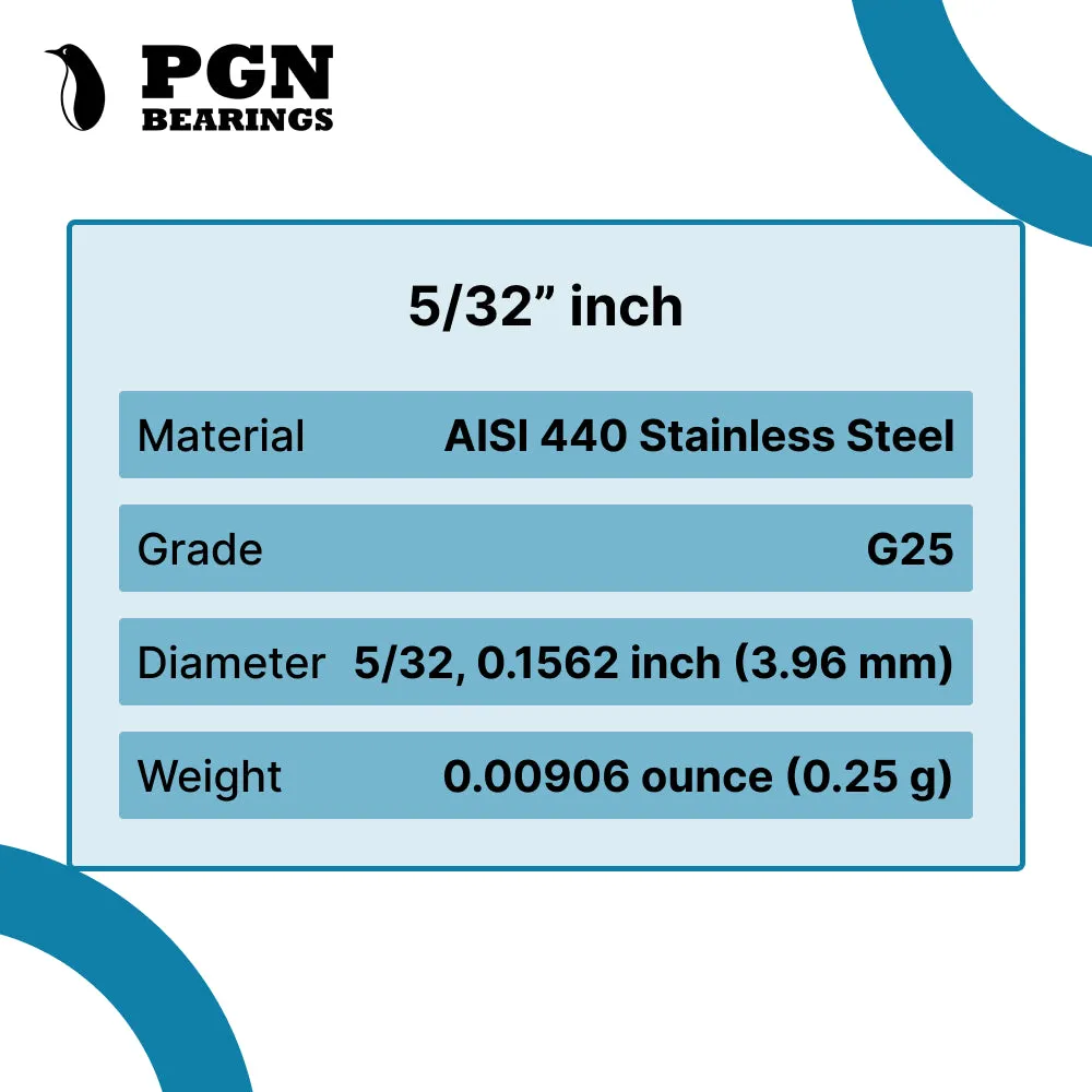 5/32" Inch G25 440c Stainless Steel Bearing Balls