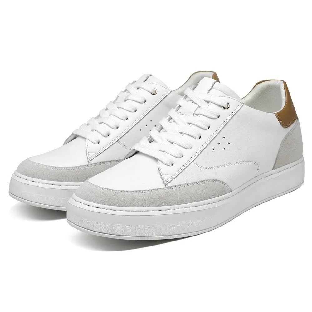 6 CM / 2.36 Inches CMR CHAMARIPA Height Increasing Casual Shoes Stylish White Leather Casual Lift Sneakers - Elevate Your Height