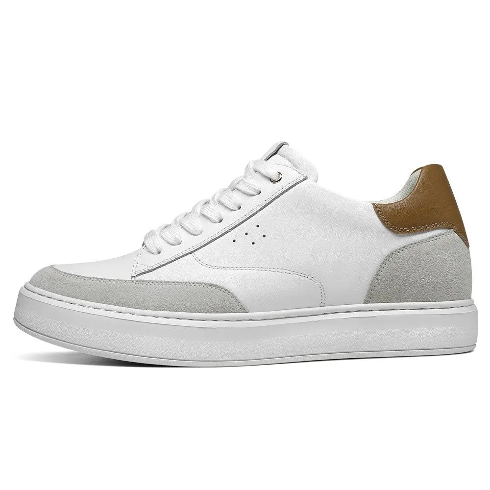 6 CM / 2.36 Inches CMR CHAMARIPA Height Increasing Casual Shoes Stylish White Leather Casual Lift Sneakers - Elevate Your Height