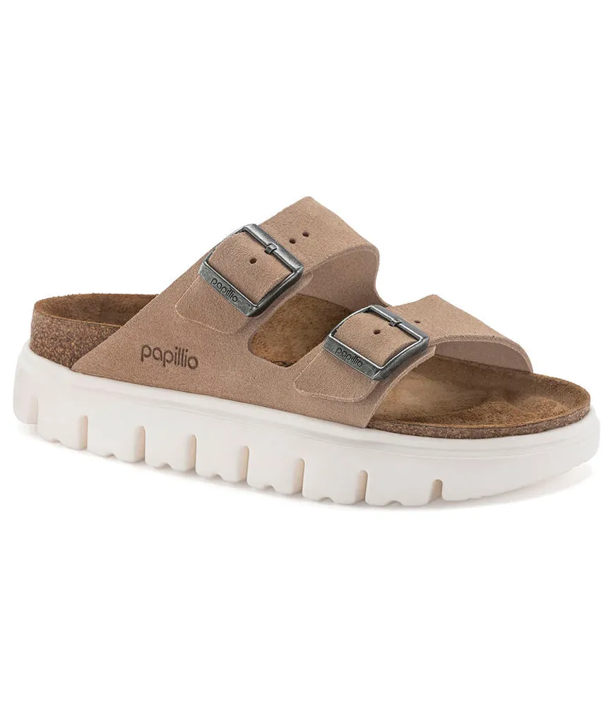 Arizona Chunky in Warm Sand Suede Narrow Width by Birkenstock