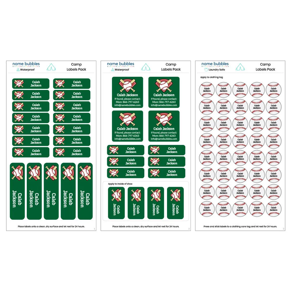 Baseball Camp Labels Pack