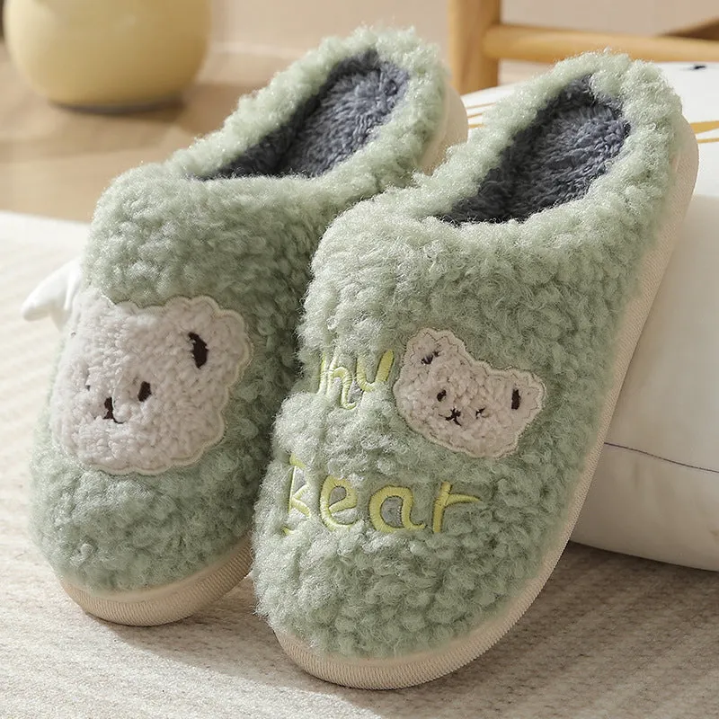 Bear Slippers Winter Warm House Shoes For Women Couple