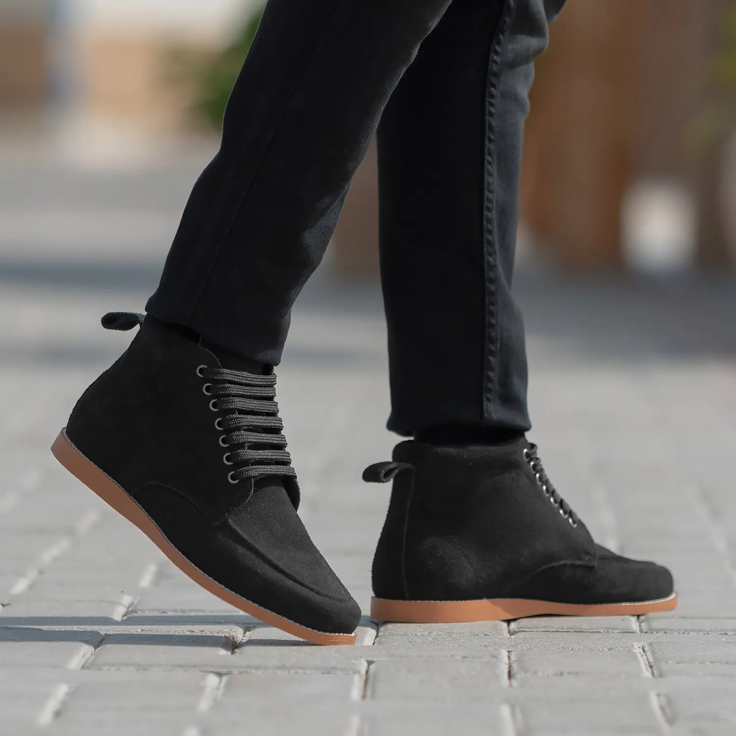 Bearman Moc Toe Black Suede Boots