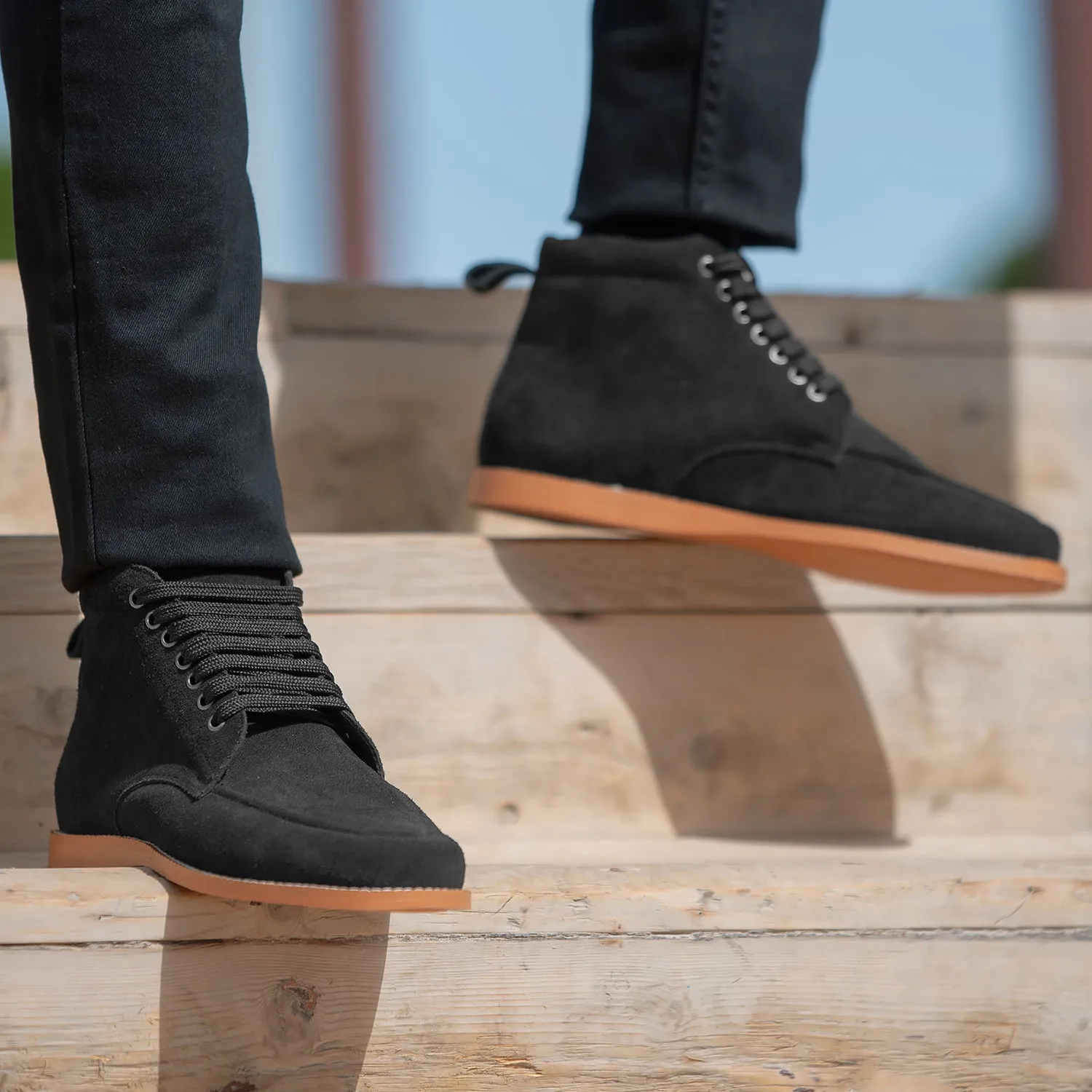 Bearman Moc Toe Black Suede Boots