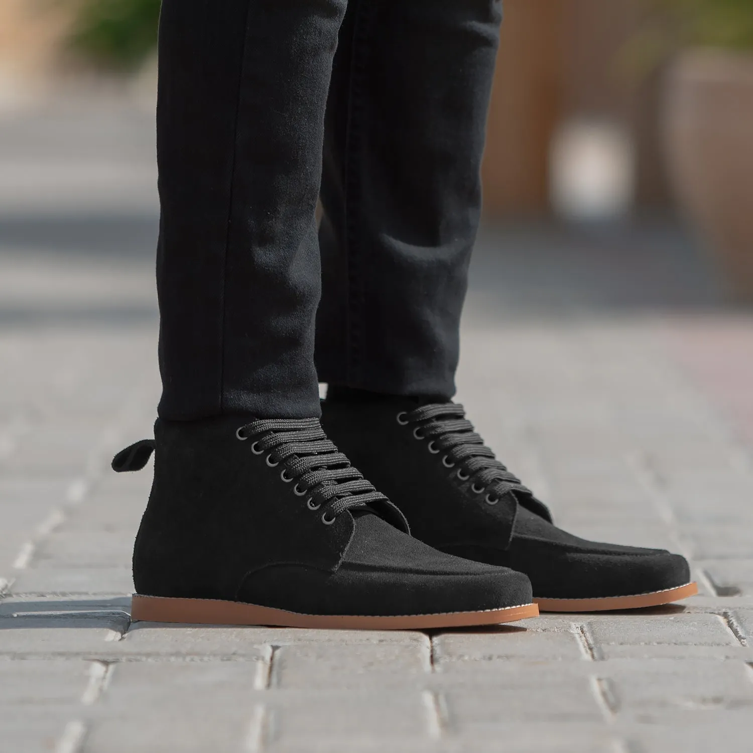 Bearman Moc Toe Black Suede Boots