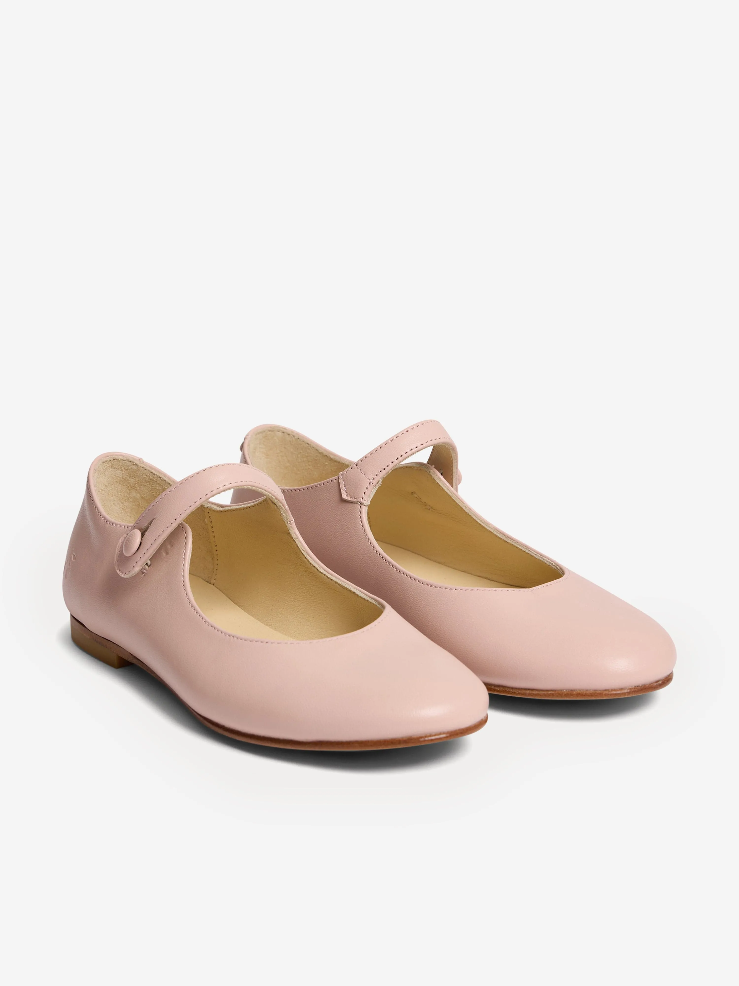 Bonpoint Girls Ella Leather Ballerina Pumps in Pink