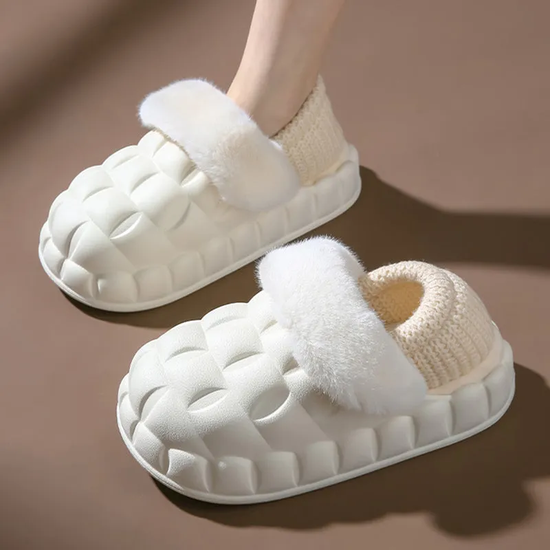 Bubble Shoes With Foldable Heel Slippers Women Warm Indoor House Shoes