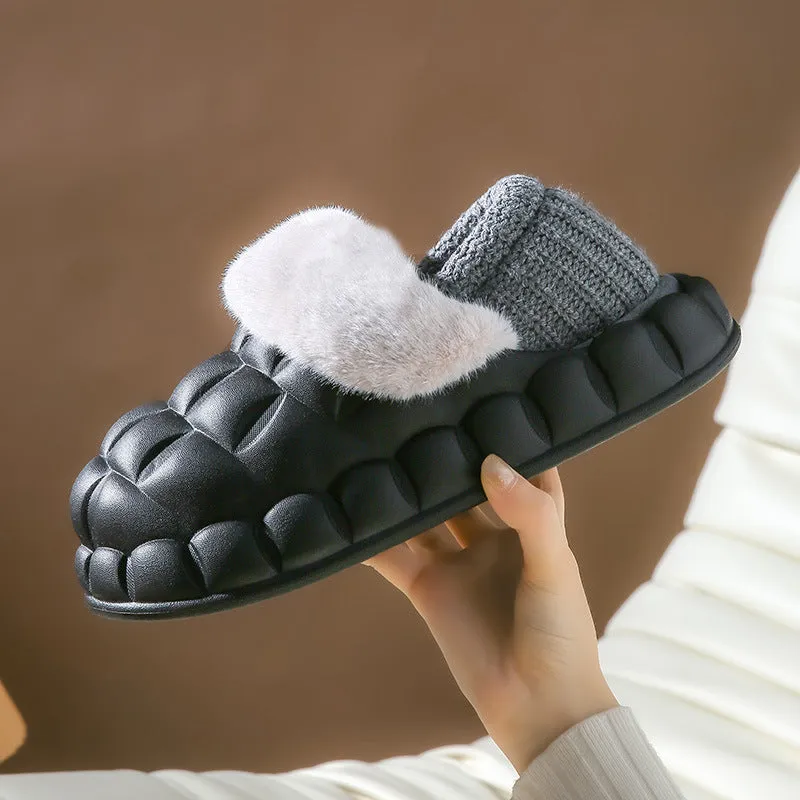 Bubble Shoes With Foldable Heel Slippers Women Warm Indoor House Shoes