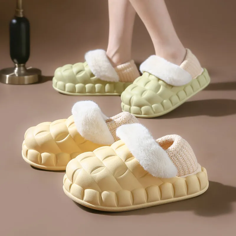 Bubble Shoes With Foldable Heel Slippers Women Warm Indoor House Shoes