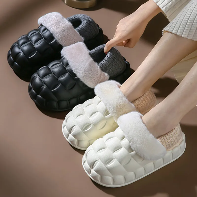 Bubble Shoes With Foldable Heel Slippers Women Warm Indoor House Shoes