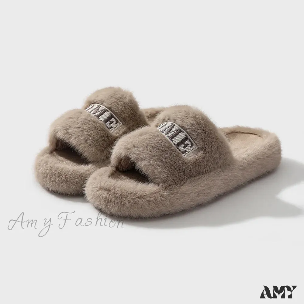 Casual Warm Fleece Anti-Slip Autumn Winter Home Fashion Slippers Shoes