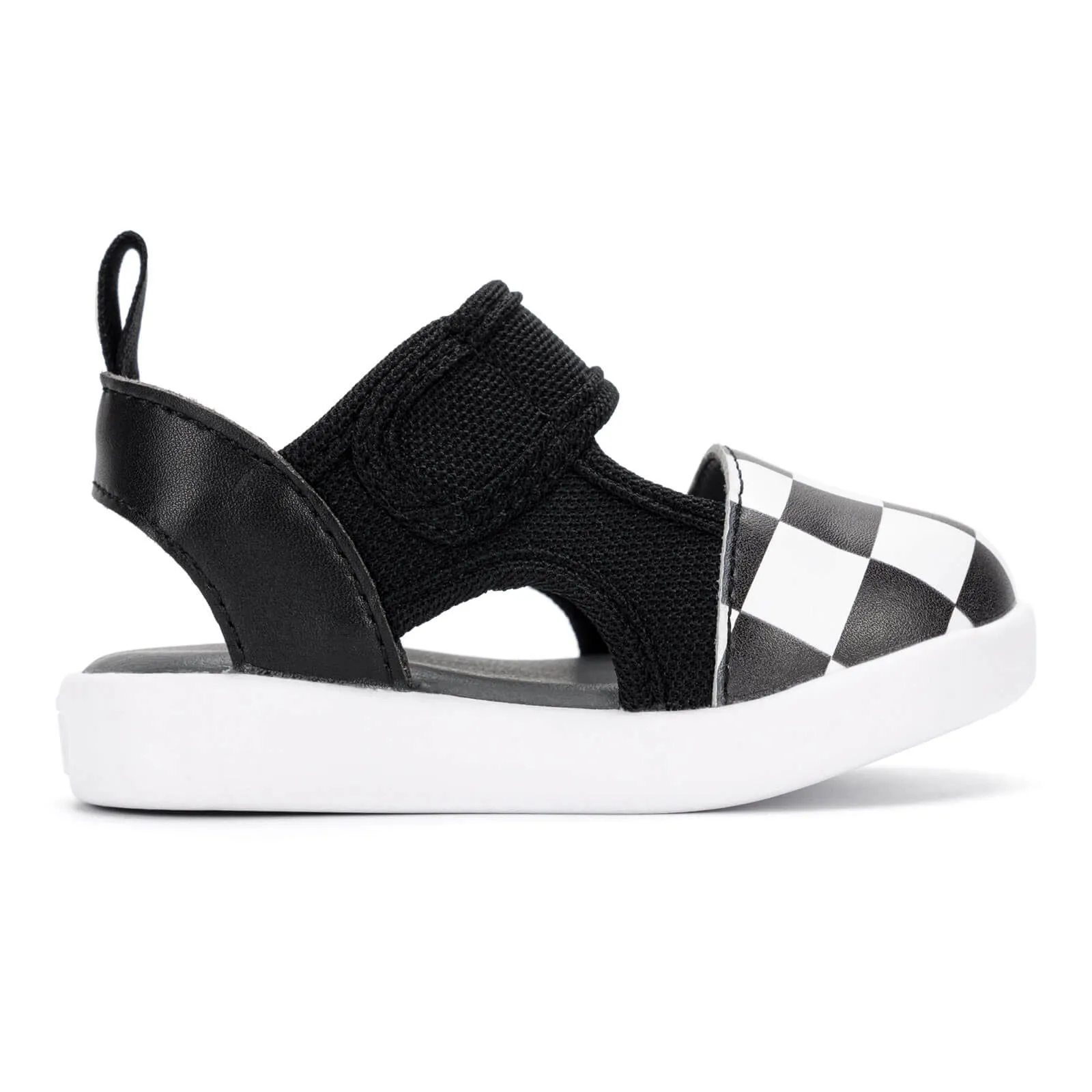 Checkered Squeakerless Toddler Sandals | Black/White