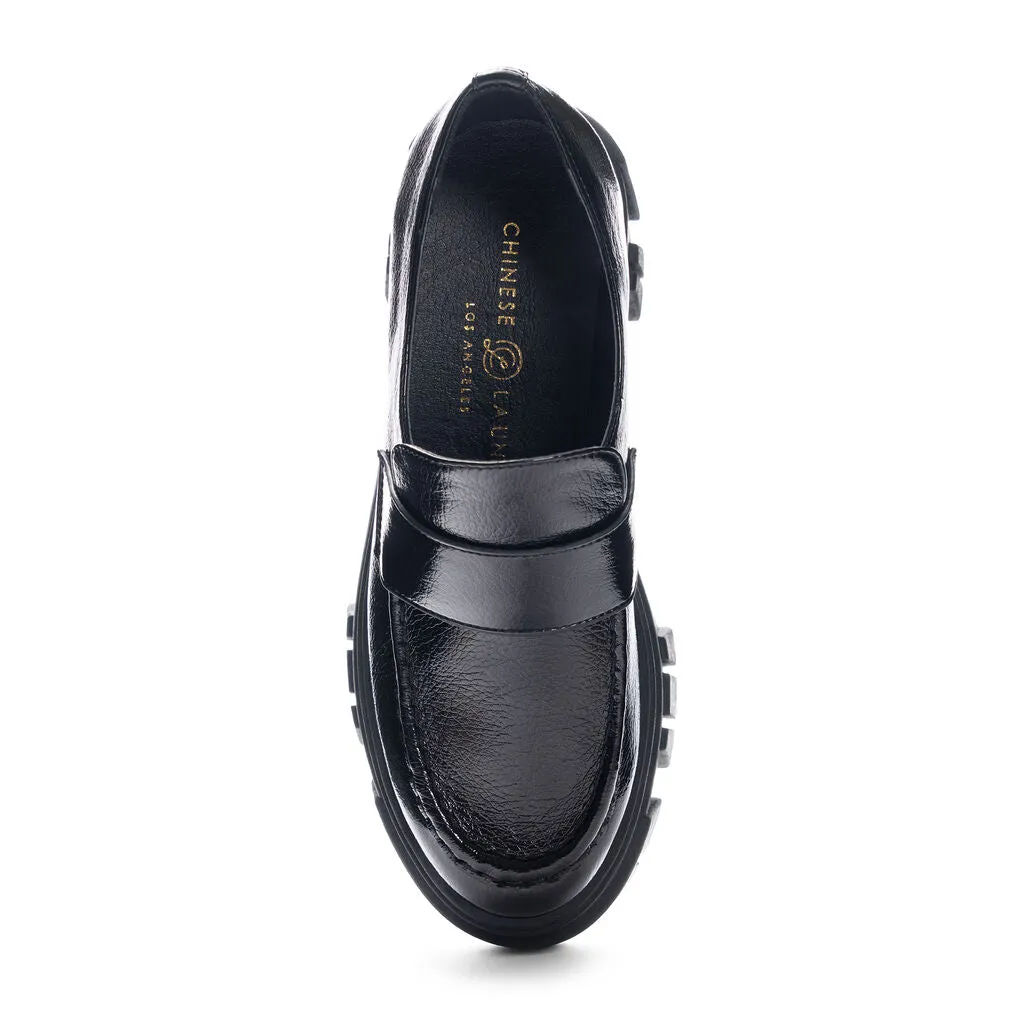 Chinese Laundry - Jensen - Patent Lug Sole Chunky Platform Slip on Loafers