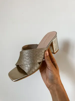 Cross Strap Block Heel Mules