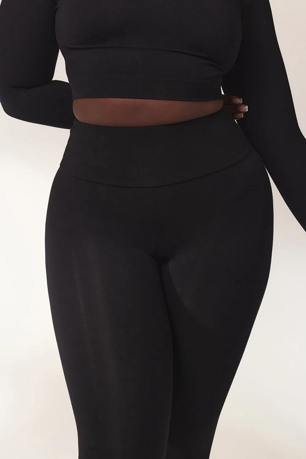 Curve Lightweight Everyday High Waisted Leggings - Black