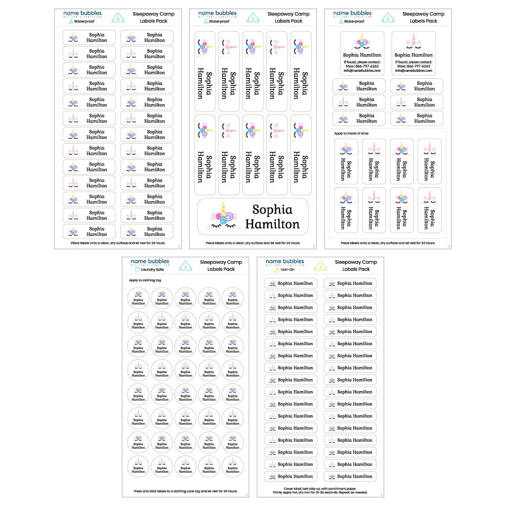 Custom Sleepaway Camp Labels Pack