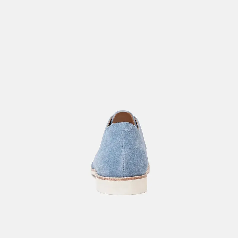 Derby Super Soft Denim Blue Suede Lace Up Flats