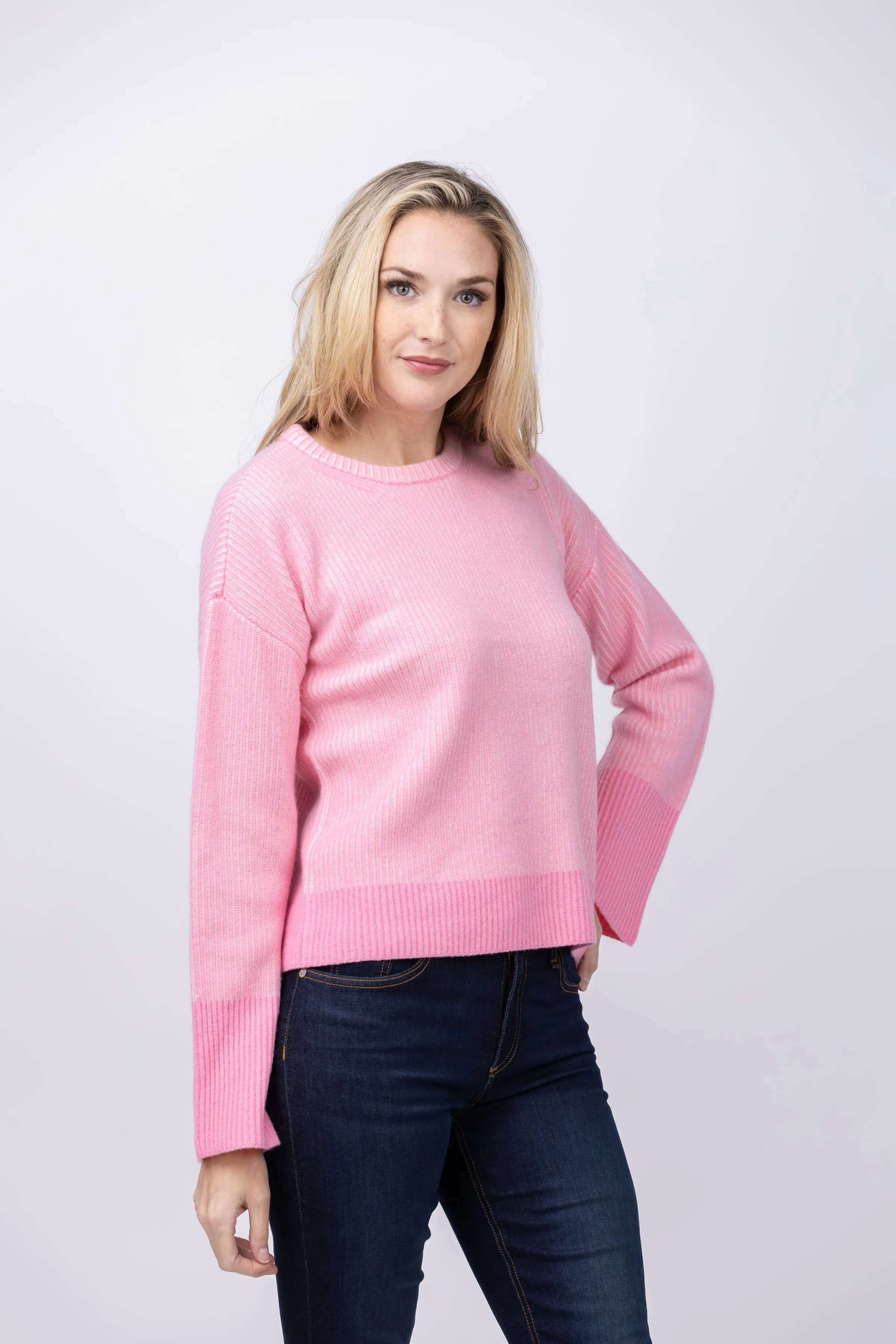 DH New York Contrast Sweater in Strawberry Ice