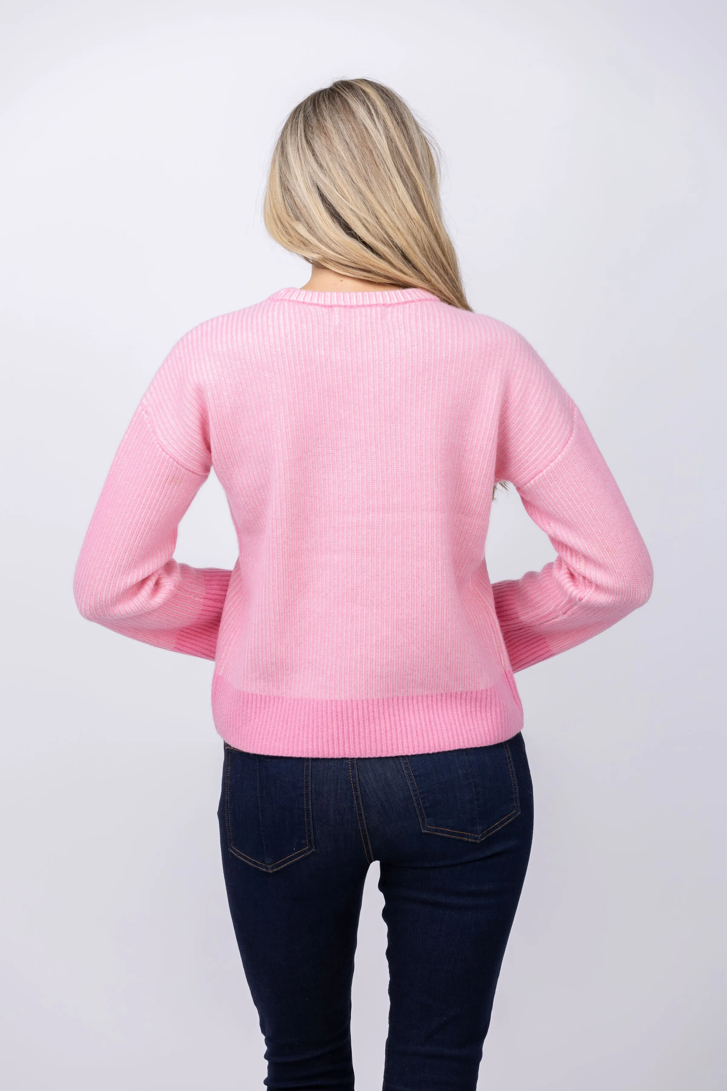 DH New York Contrast Sweater in Strawberry Ice