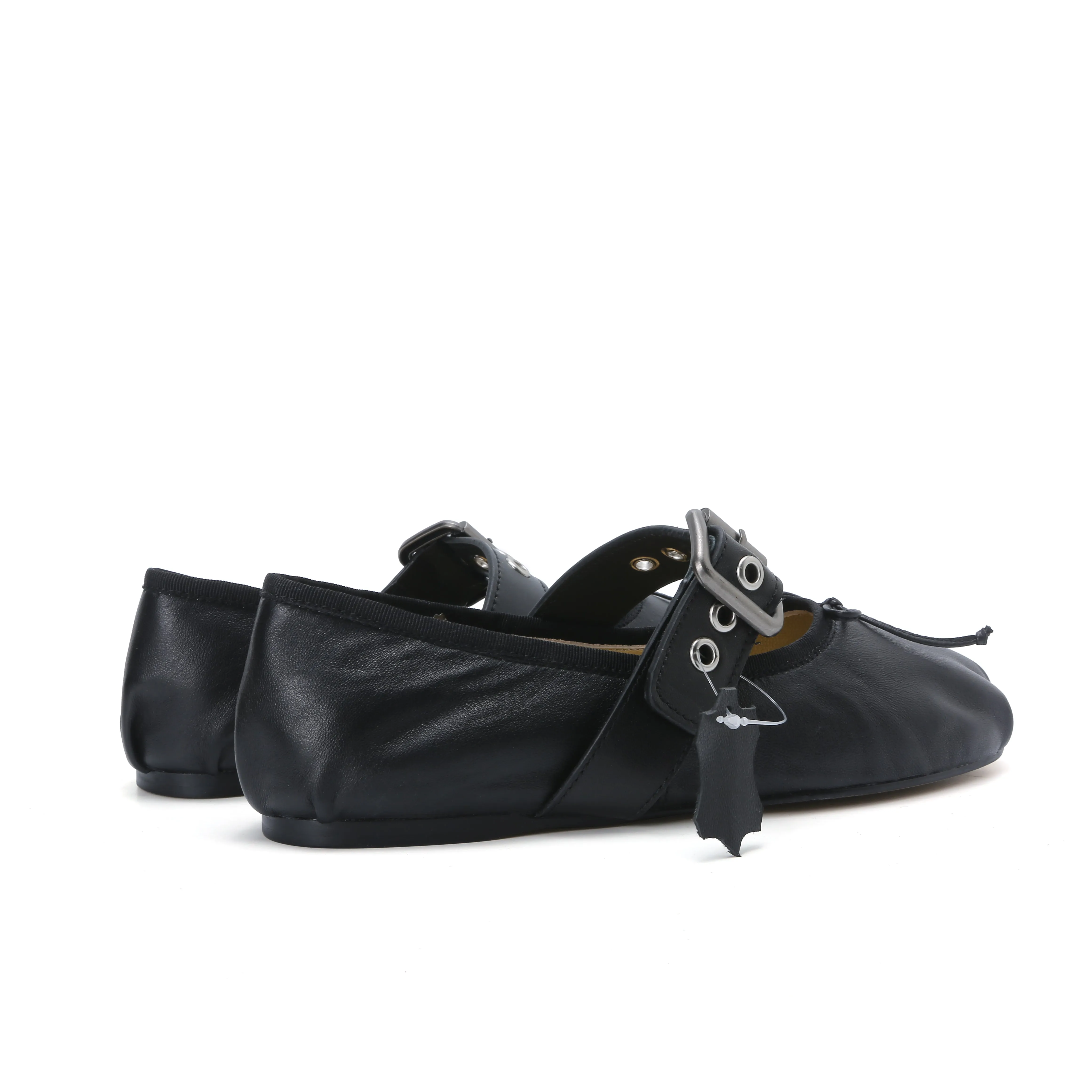 Elegance Genuine Lambskin Buckle Ballet Flats