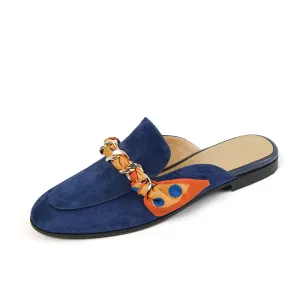 Emi Navy Flat Mules