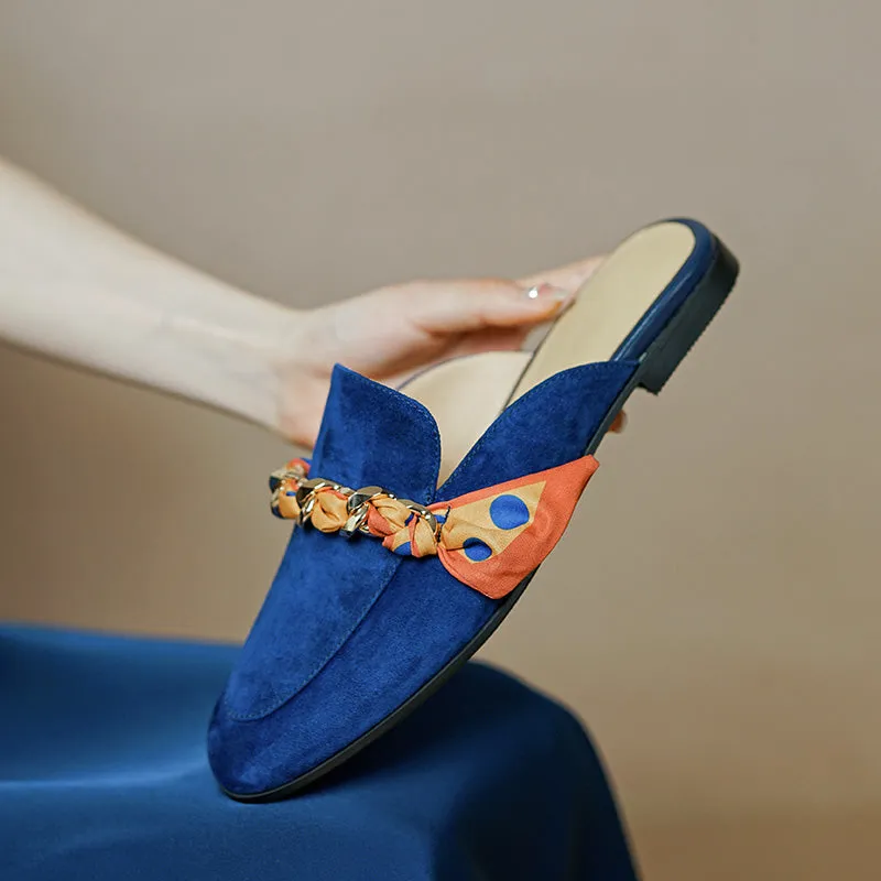 Emi Navy Flat Mules