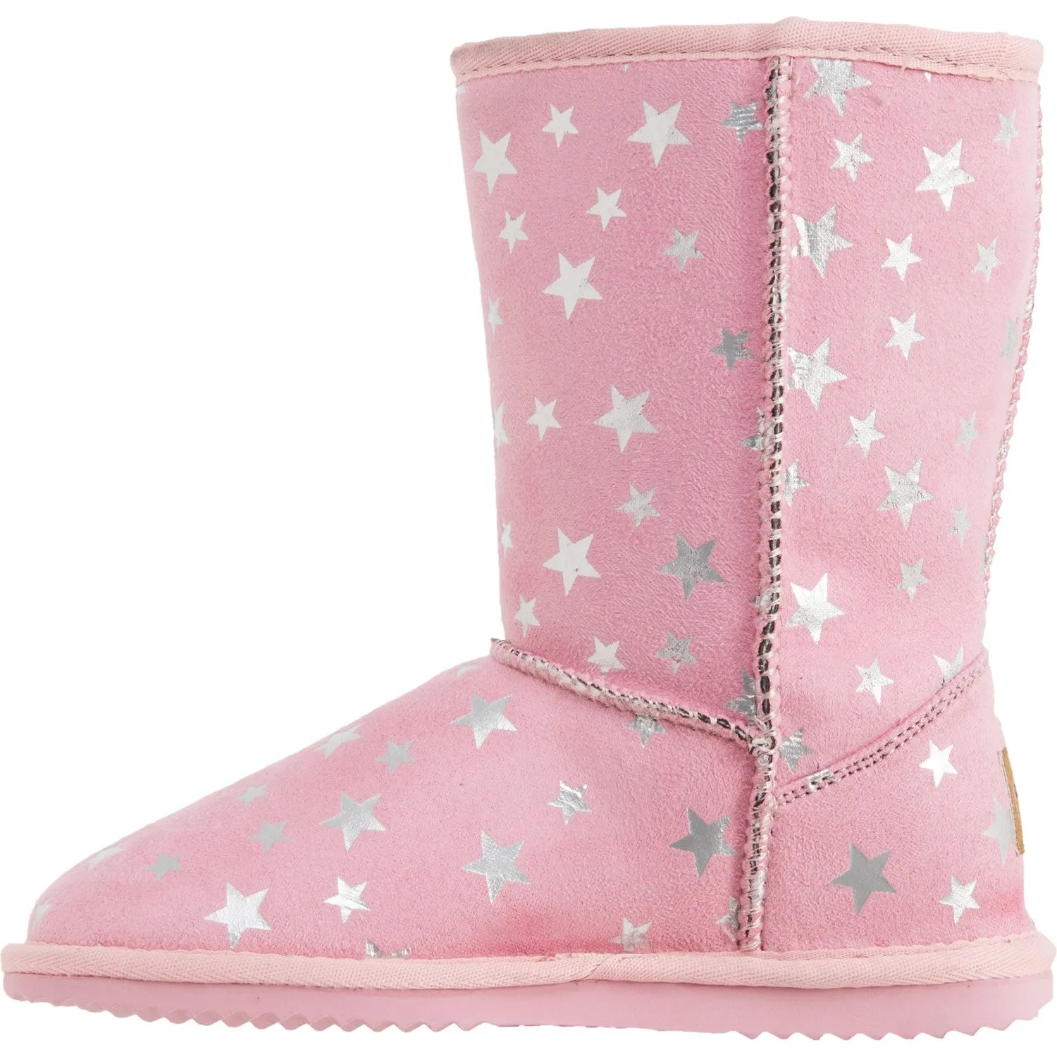 Emu Ridge Girls Stars Faux Suede with Plush Faux Fur Lining Metallic Stars Kirby Lo Winter Boots