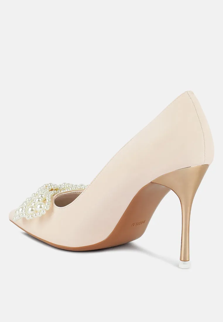 Encon Pearl Embellished Micro Suede Pumps