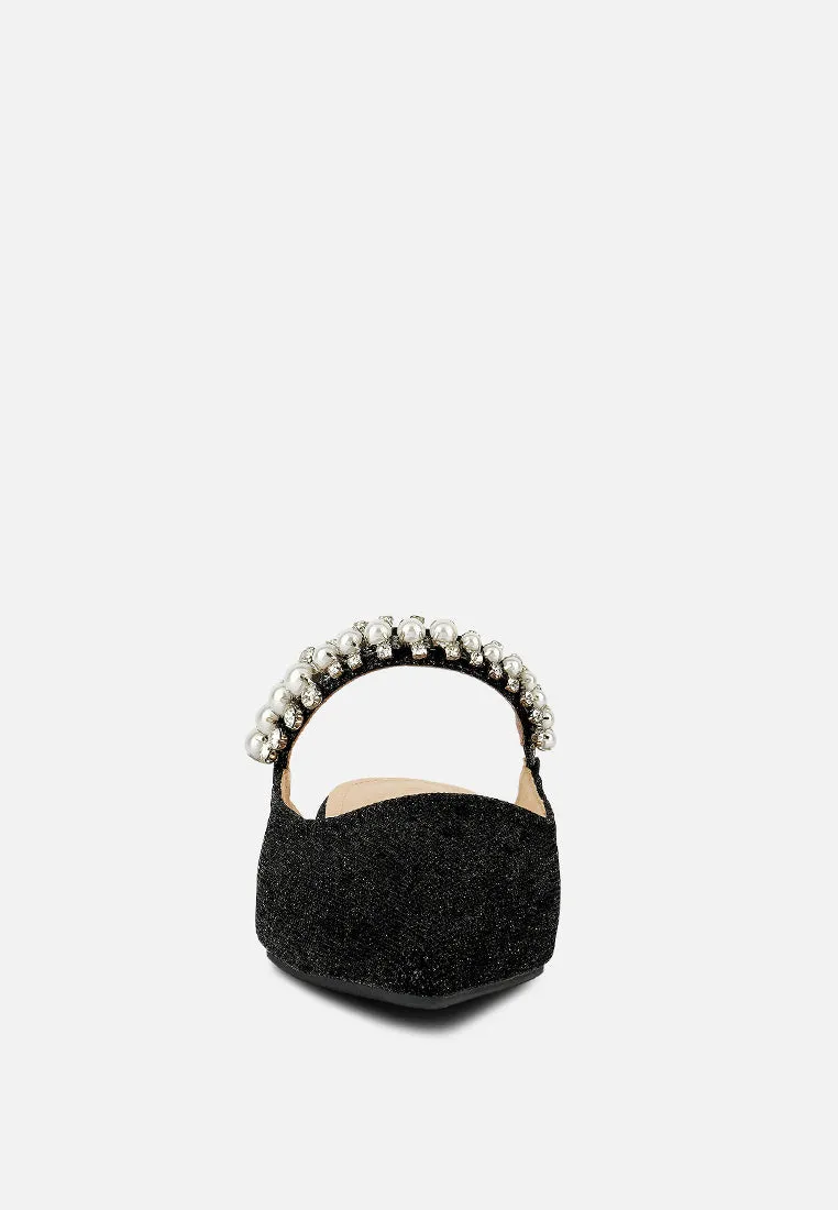 Geode Pearl Embellished Slip On Mules