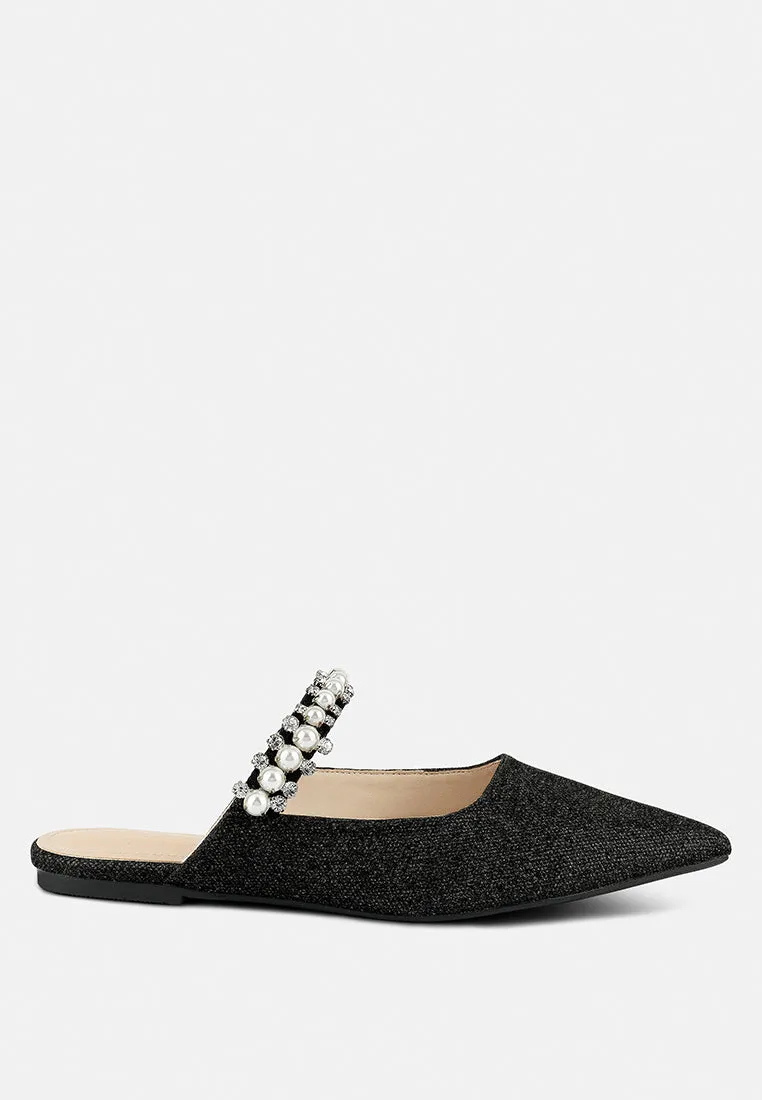 Geode Pearl Embellished Slip On Mules