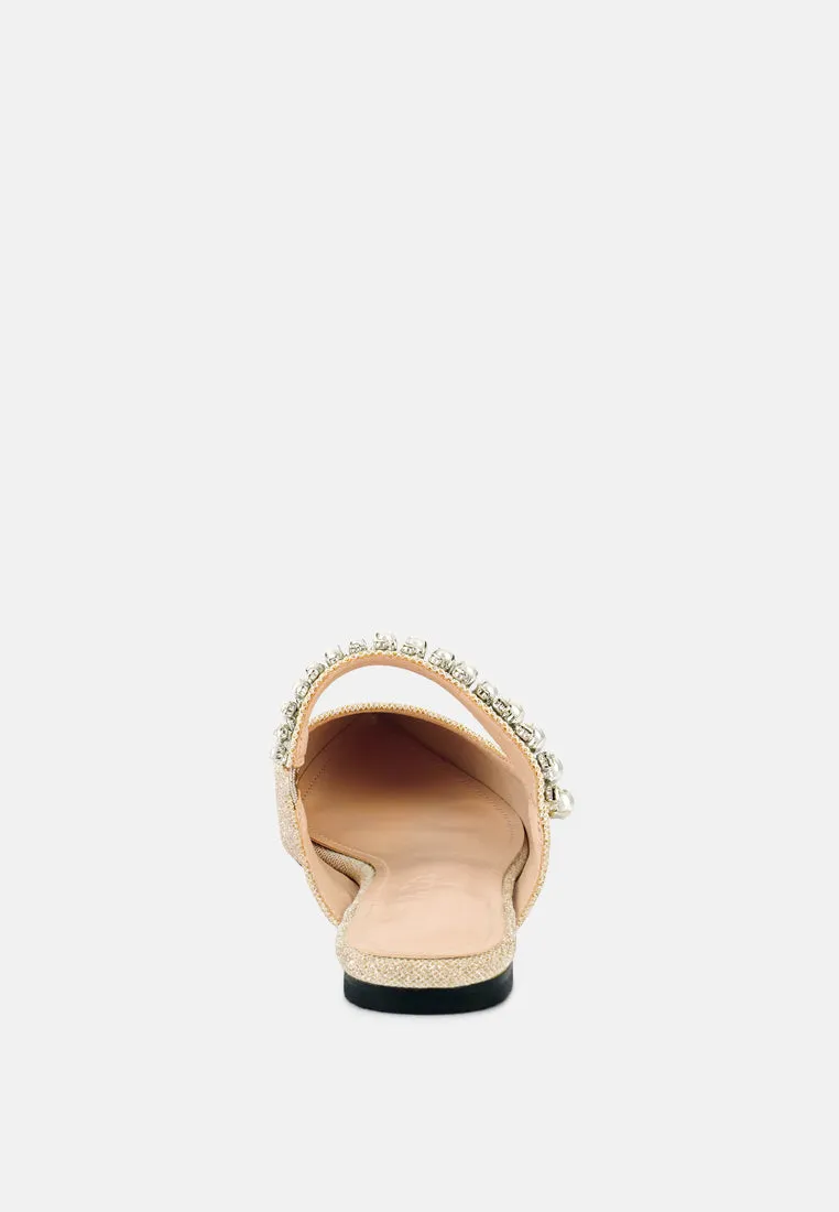 Geode Pearl Embellished Slip On Mules