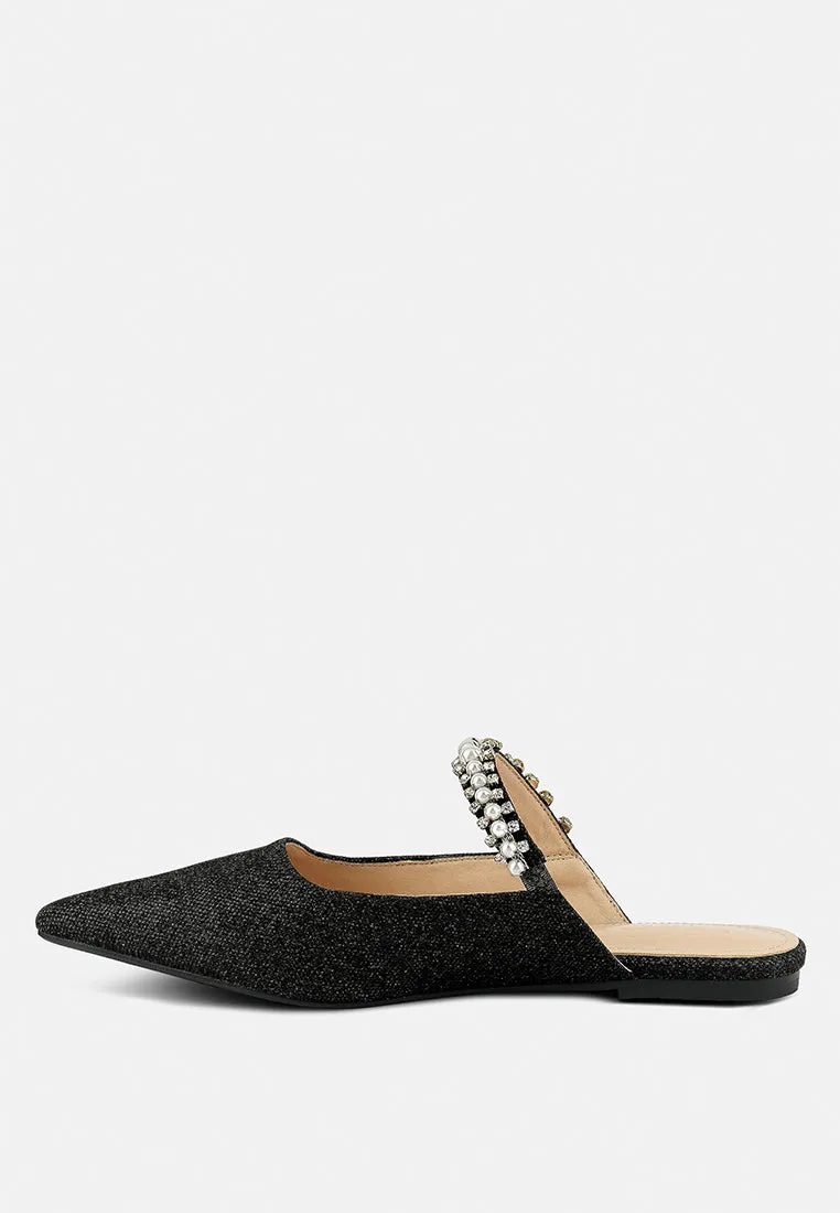 Geode Pearl Embellished Slip On Mules