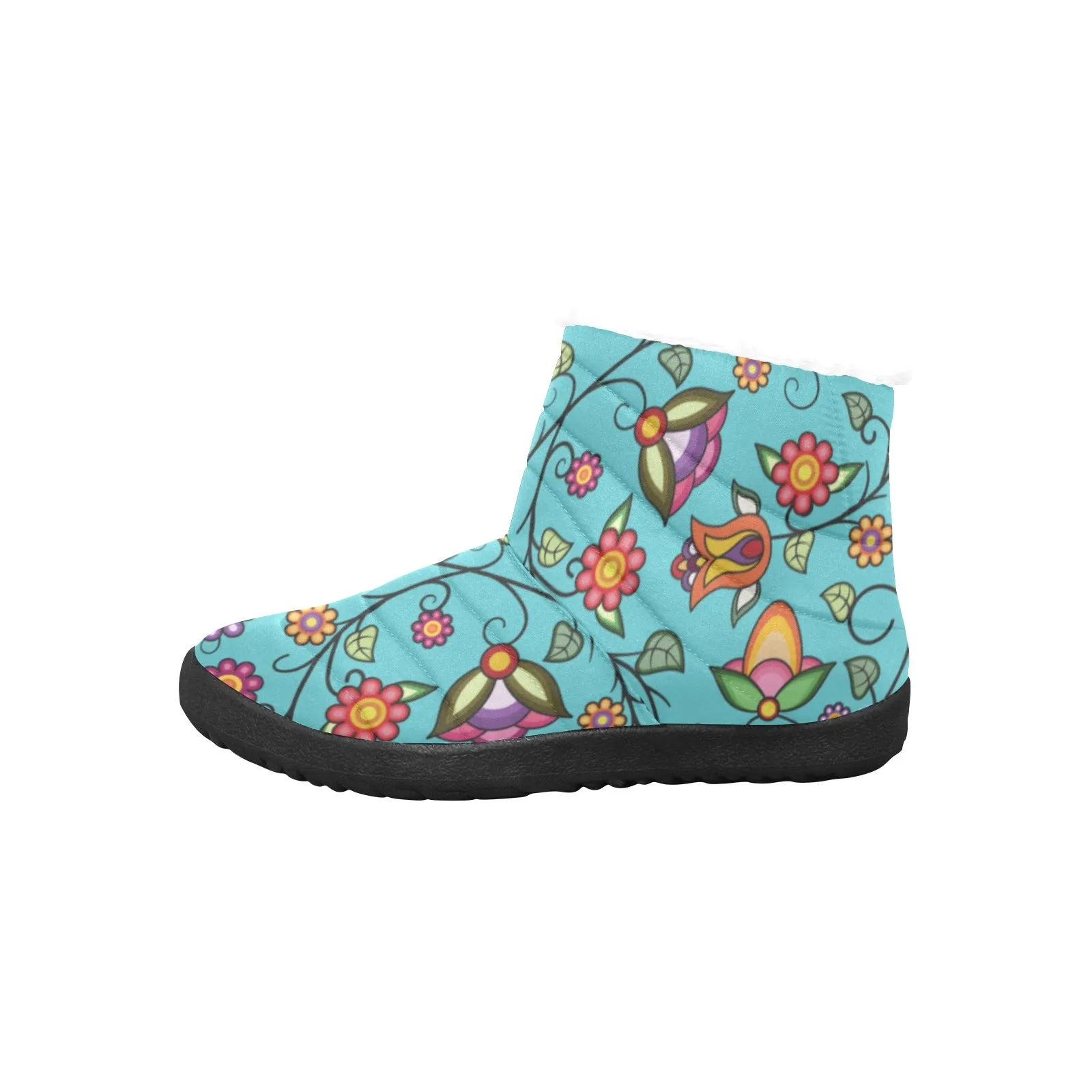 Heartbeat Petals Turquoise Women's Padded Winter Boot