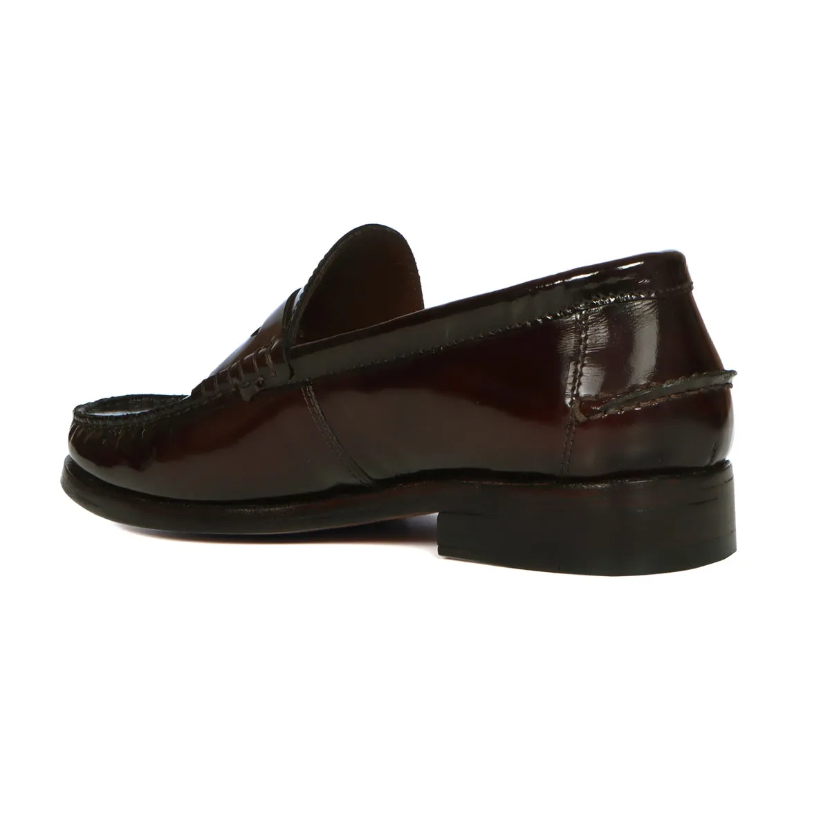 High Gloss Stitched Loafers with Squared Shape Patent Leather