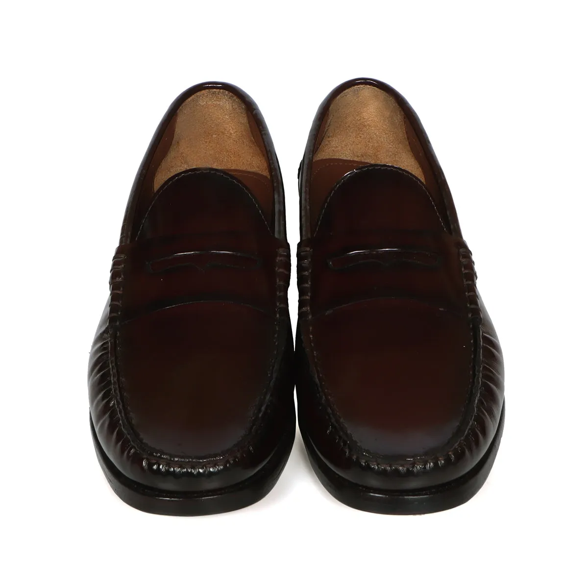 High Gloss Stitched Loafers with Squared Shape Patent Leather