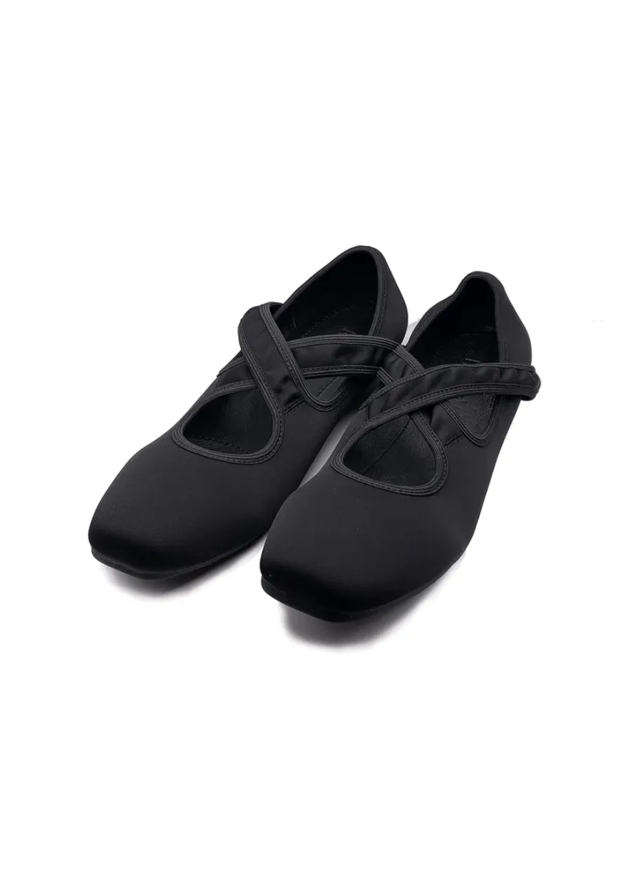 Hopp Studios X Ballet Flats in Black Stretch