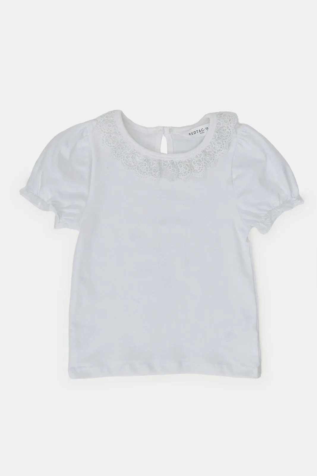 Infant Girls Lilac Lace Collar T Shirt