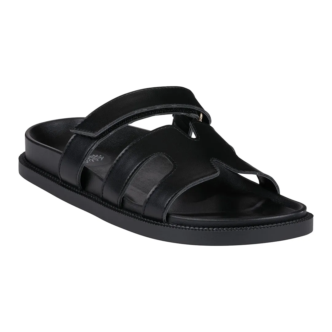 Kelly Black Cut-Out Slide Flat Sandals