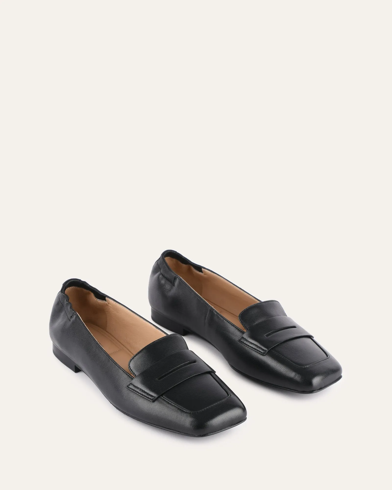 KENNEDY CASUAL FLATS BLACK LEATHER