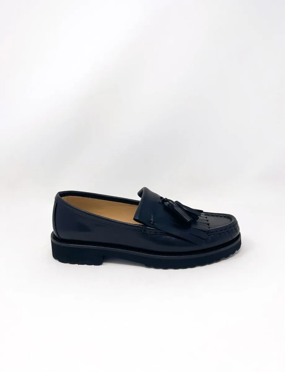 Kilt Penny Loafer in Black Leather