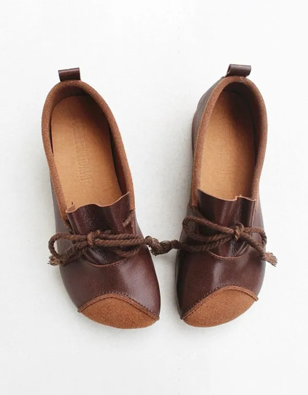 Lace Up Soft Handmade Leather Shoes Women's Flats