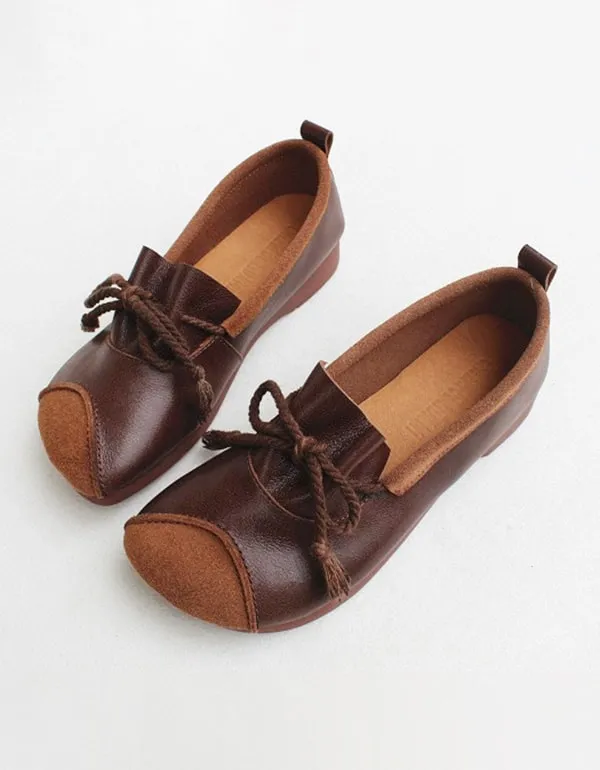 Lace Up Soft Handmade Leather Shoes Women's Flats