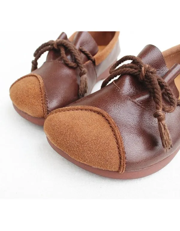 Lace Up Soft Handmade Leather Shoes Women's Flats