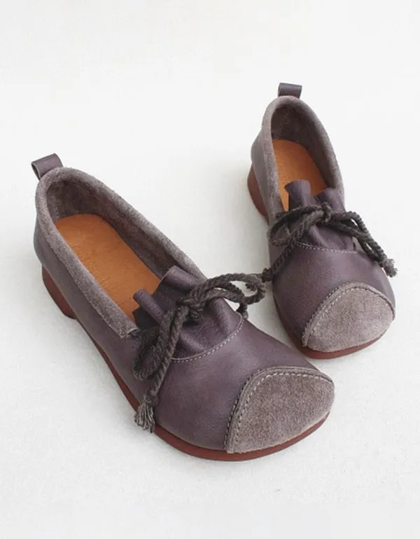 Lace Up Soft Handmade Leather Shoes Women's Flats