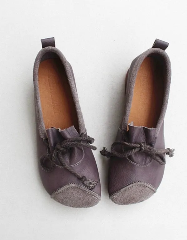 Lace Up Soft Handmade Leather Shoes Women's Flats