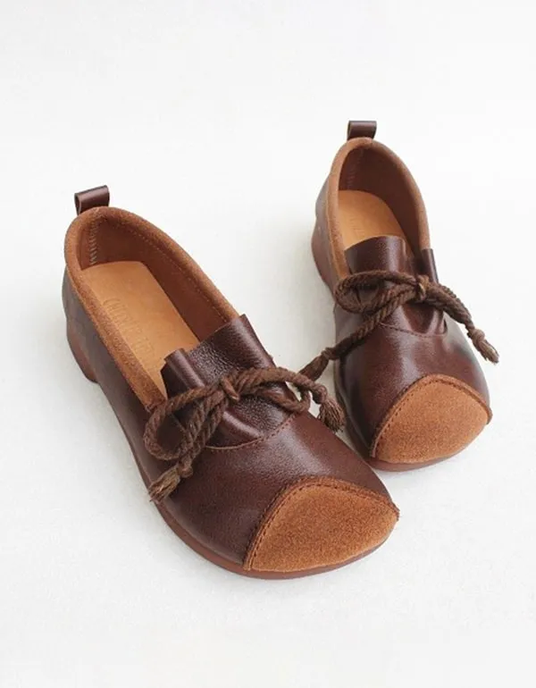 Lace Up Soft Handmade Leather Shoes Women's Flats