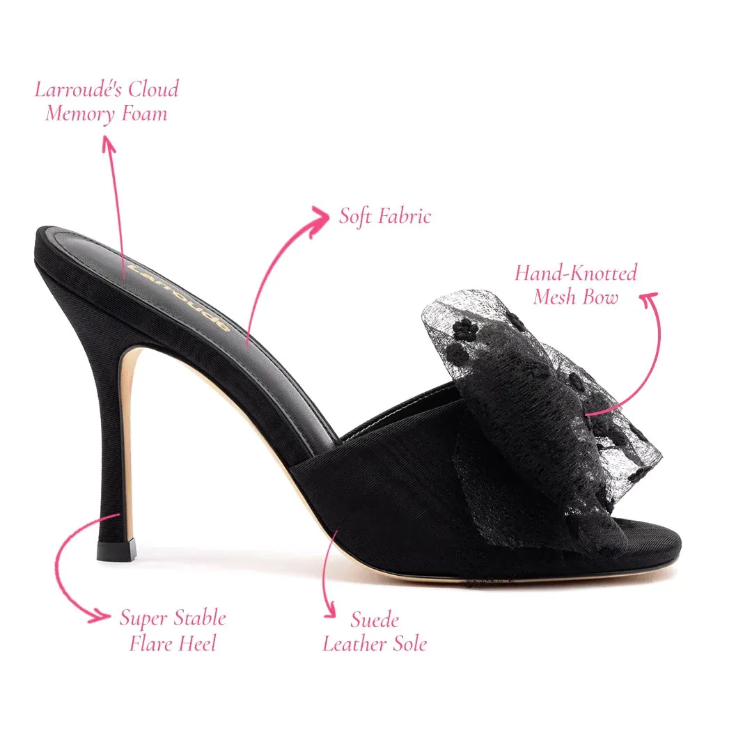 Larroude Elle Mule In Black Fabric