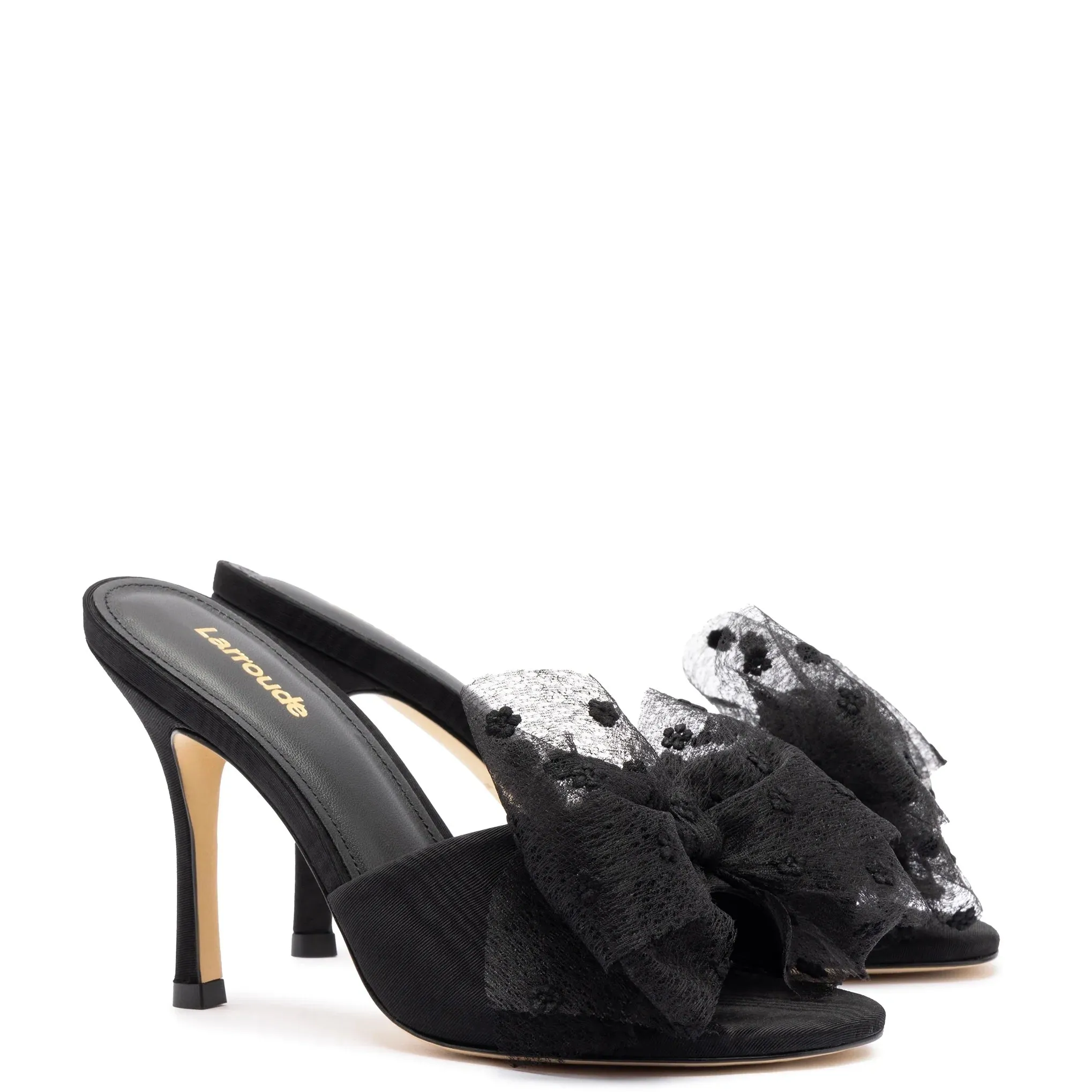 Larroude Elle Mule In Black Fabric