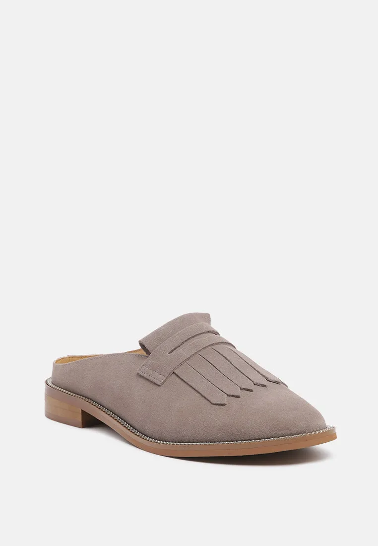 Lena Suede Walking Loafer Mules